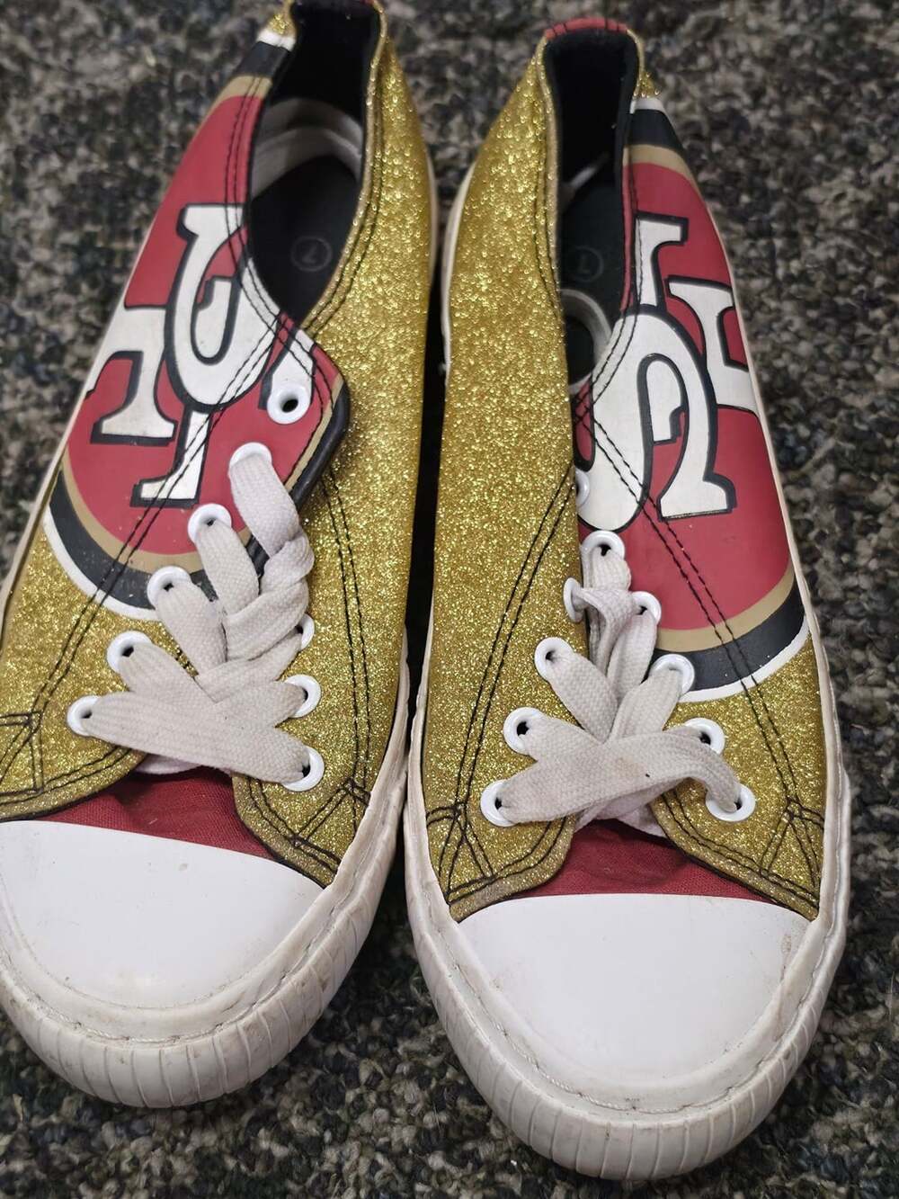 FOCO San Francisco 49ers Glitter Sneakers Size 7